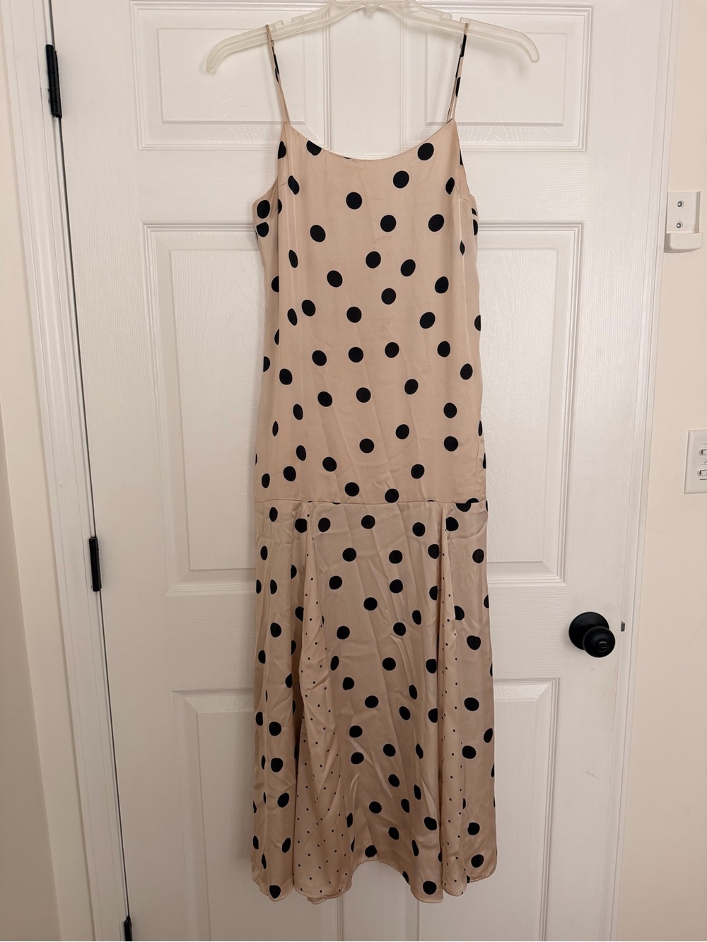Black Tie Ankle length Slip dress cream with polka dot